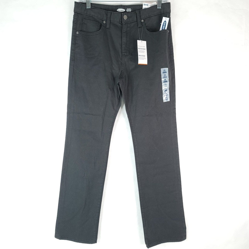 Old Navy‎ Straight Built In Flex Tough Pants Grey Charles Boy's Sz 16 Adjustable